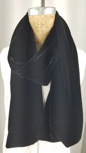 Solid Black Silk Velvet Scarf