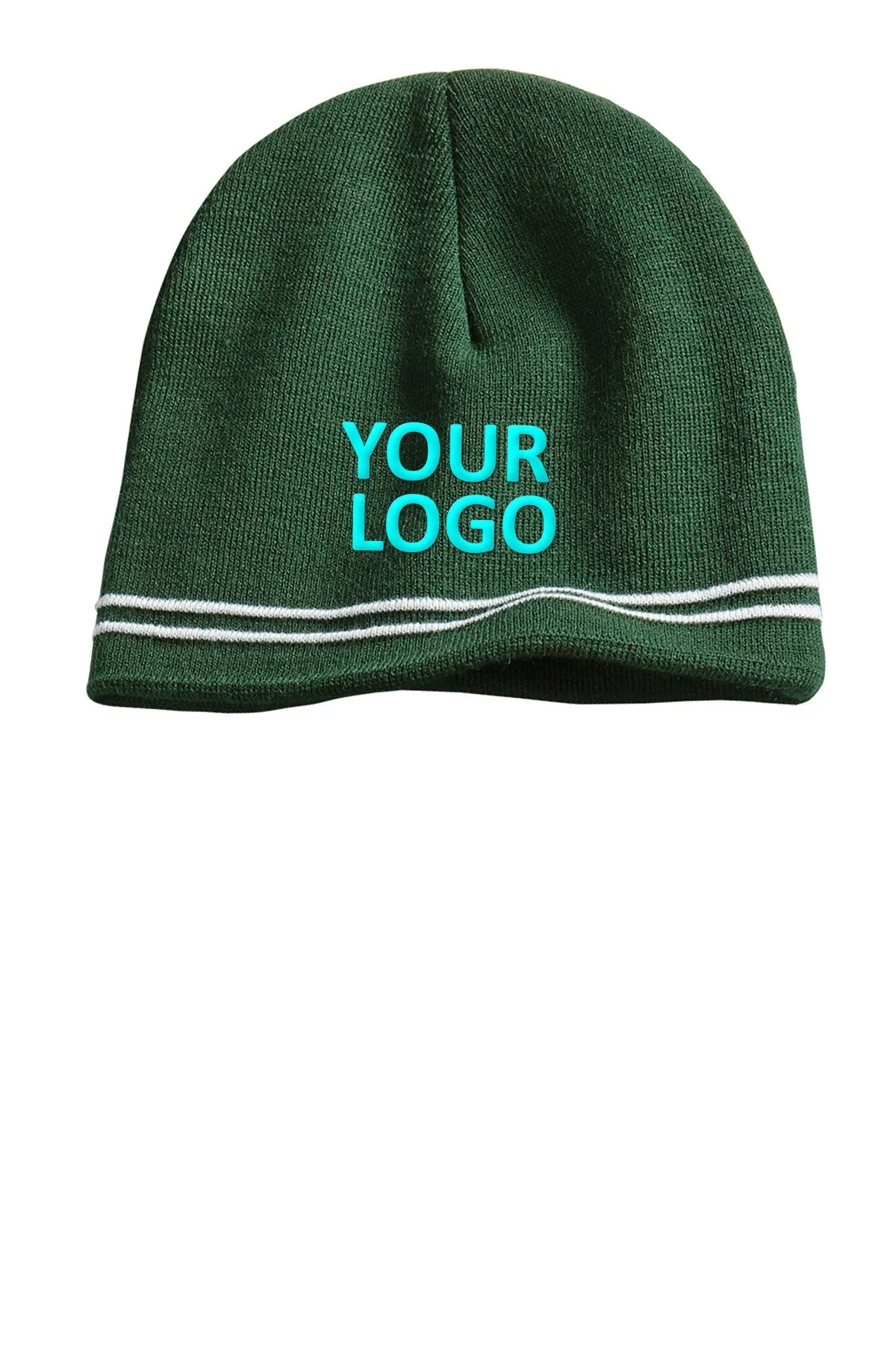 Sport-Tek Spectator Custom Beanies, Forest Green/ White