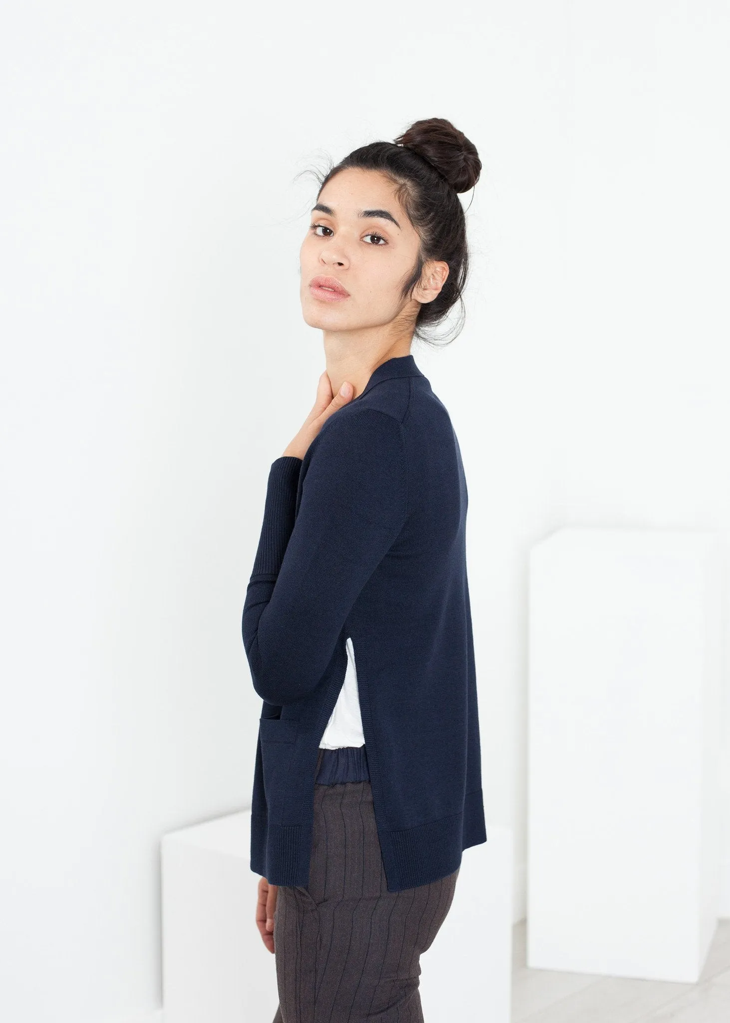 Square Cardigan in Navy