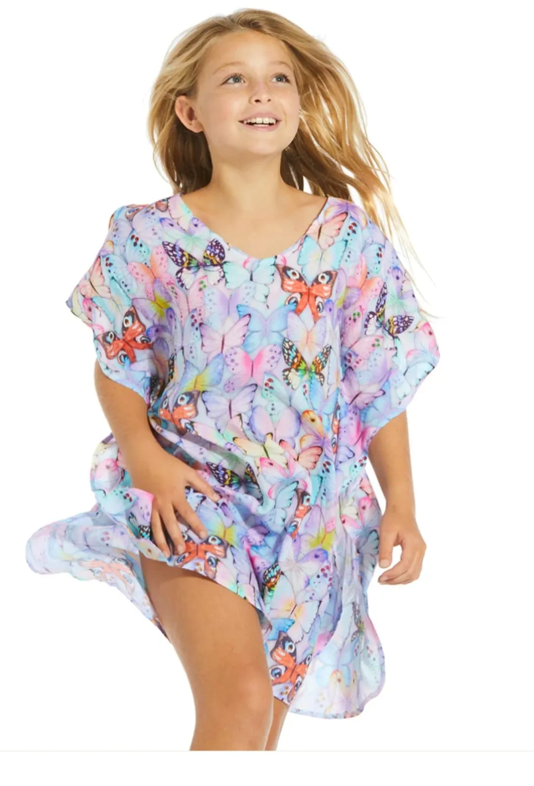 Stella Cove Girls 1000 Butterflies Swimsuit Cover Up Poncho