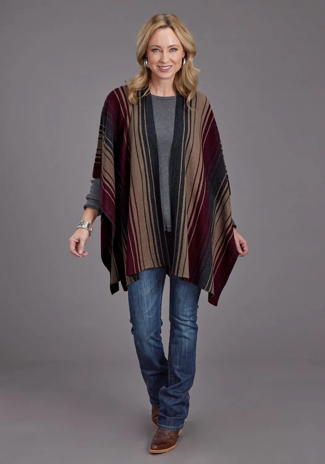 Stetson Womens Ombre Wrap Wine 100% Acrylic Poncho