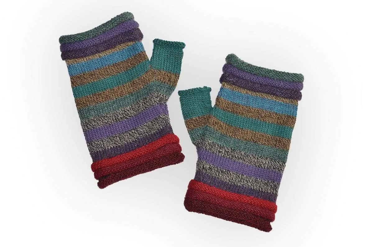 Striper Women's Fingerless Baby Alpaca Gloves