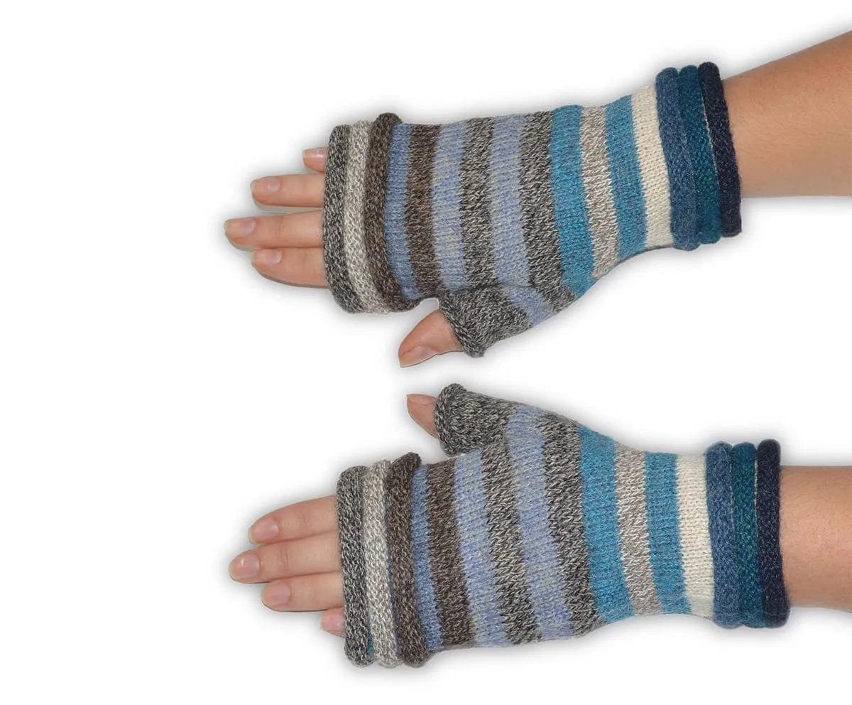 Striper Women's Fingerless Baby Alpaca Gloves