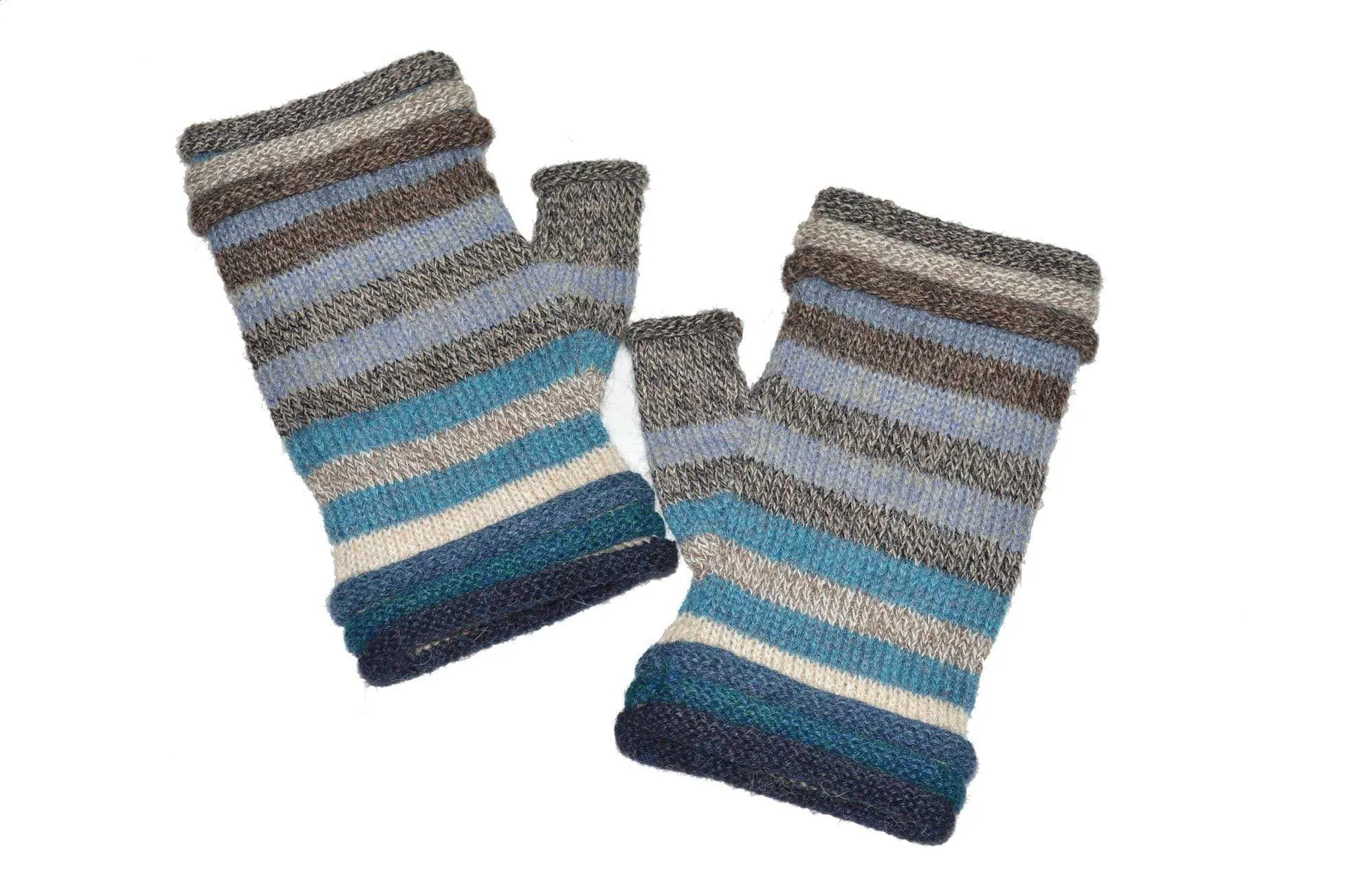 Striper Women's Fingerless Baby Alpaca Gloves