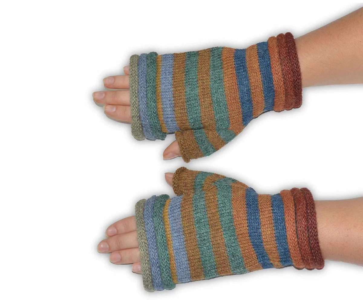 Striper Women's Fingerless Baby Alpaca Gloves