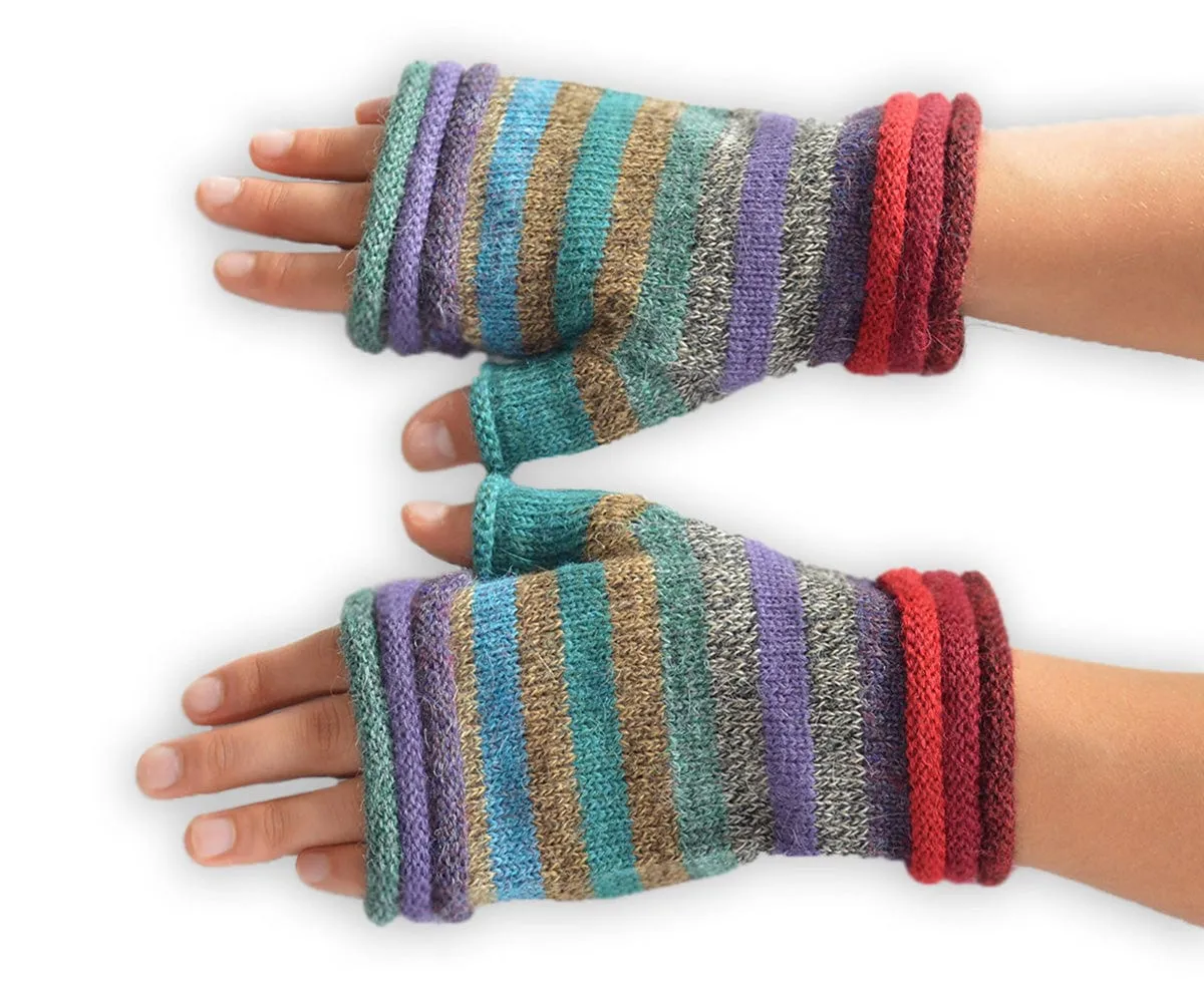 Striper Women's Fingerless Baby Alpaca Gloves