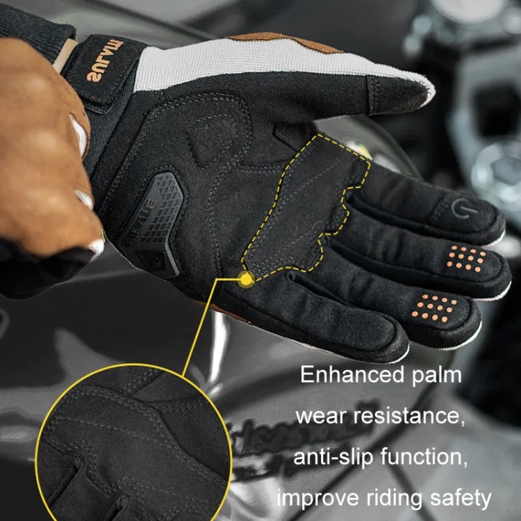 SULAITE Motorcycle Riding Breathable Conductive Touch Screen Full Finger Gloves, Size: L(Khaki)