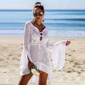 Swimsuit Cover-up Beach Bathing Suit Beach Wear Knitting Swimwear Mesh Beach Dress Tunic Robe