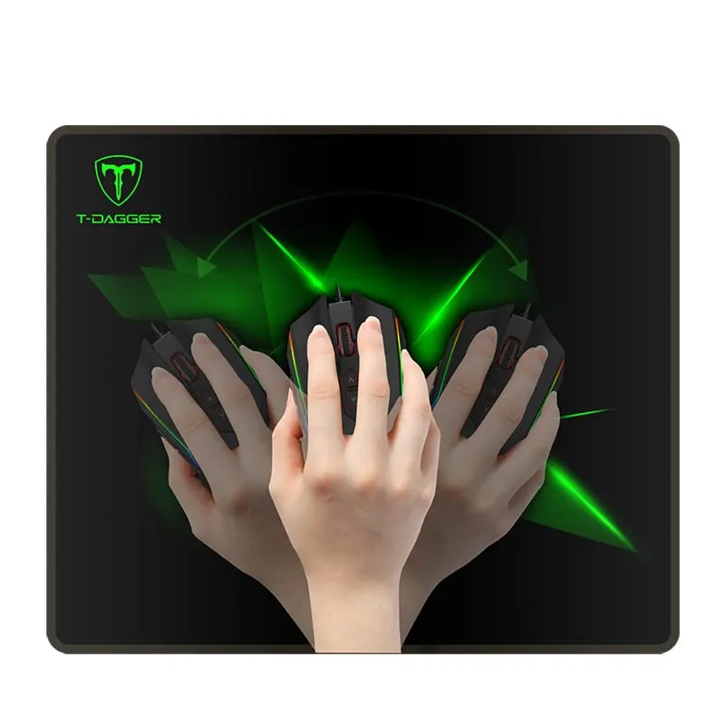 T-Dagger Geometry Medium Size 360Mm X 300Mm X 3Mm|Speed Design|Printed Gaming Mouse Pad Black And Green