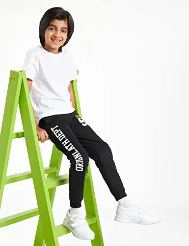 T2F Boy's Joggers Track Pant (13-14 Years, Black)