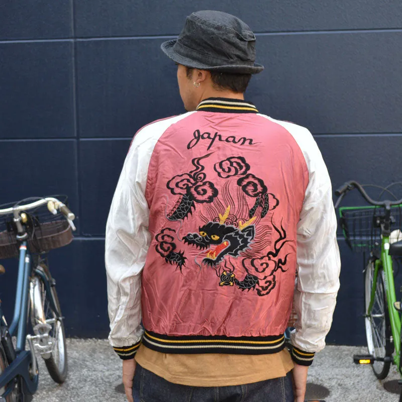 TAILOR TOYO "TT15542-125" Mid 1950s Style Acetate Souvenir Jacket  “ROARING TIGER” × “BLACK DRAGON”