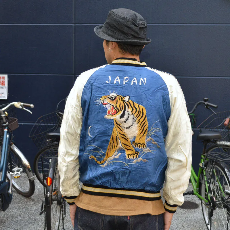 TAILOR TOYO "TT15542-125" Mid 1950s Style Acetate Souvenir Jacket  “ROARING TIGER” × “BLACK DRAGON”