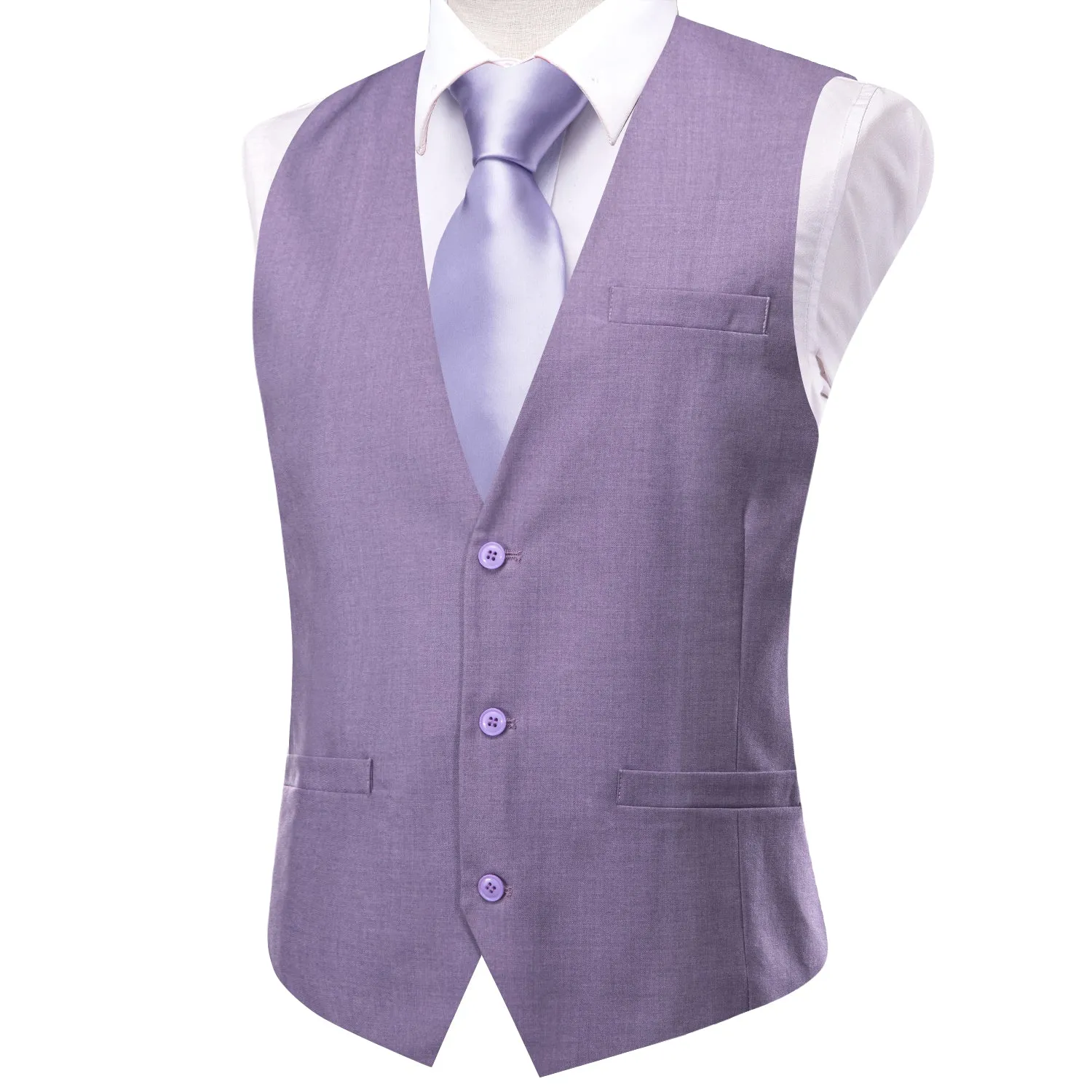 Taro Purple Solid Silk Style Men's Single Vest