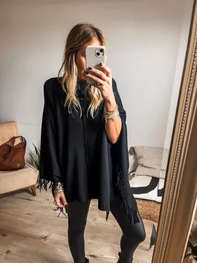 Tassel Soft Knit Poncho