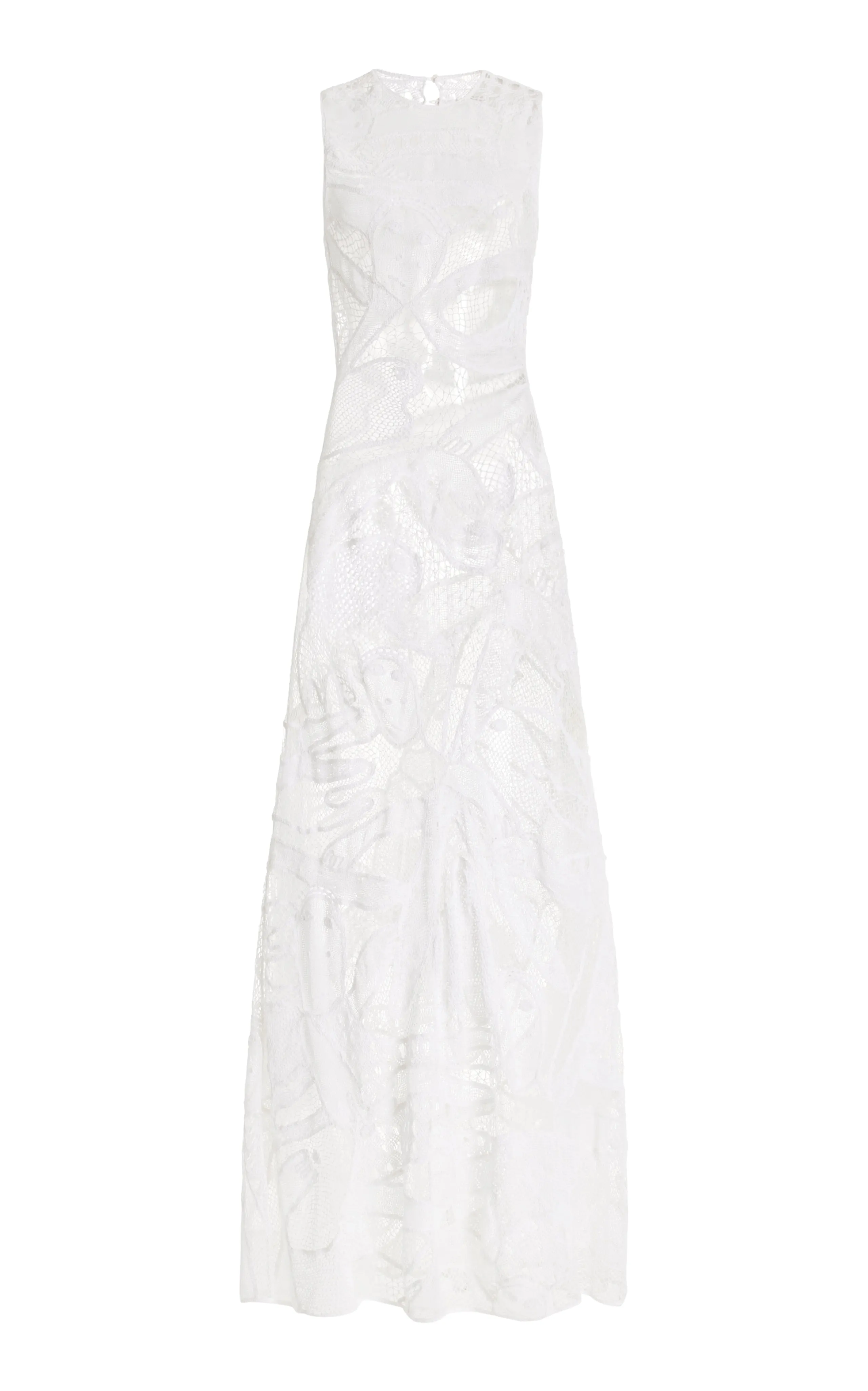 Tati Crochet Maxi Dress in White Cotton