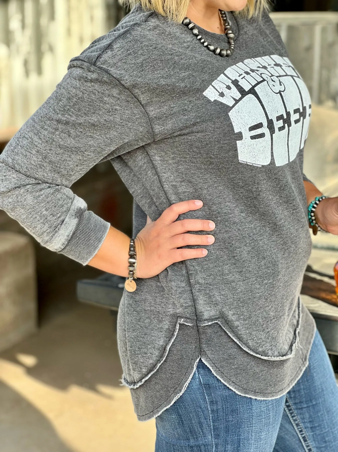 Texas True Threads "Beer & Whiskey" Sweatshirt, Gray