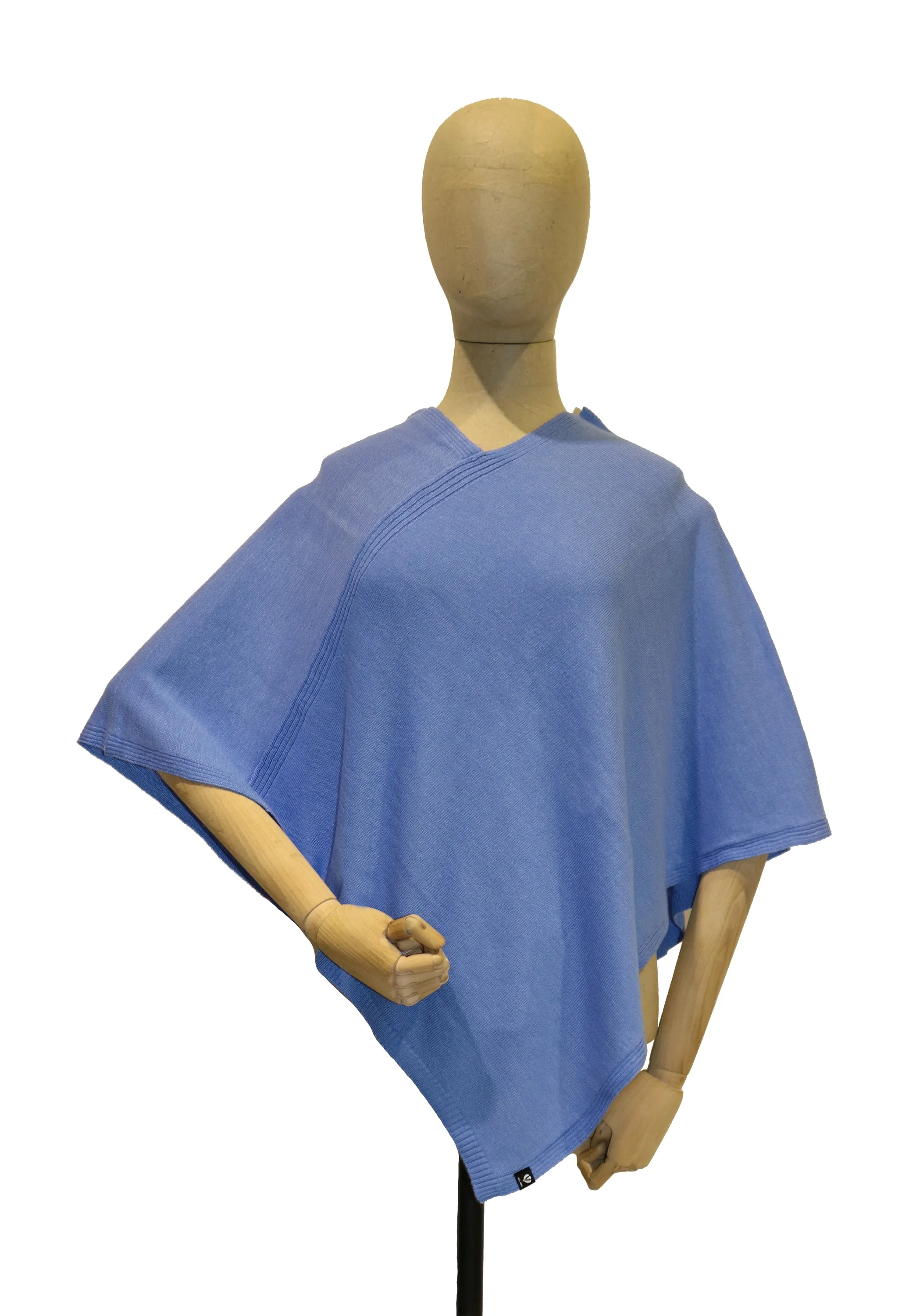 Triangle Solid Ribbed Knit Jersey Poncho