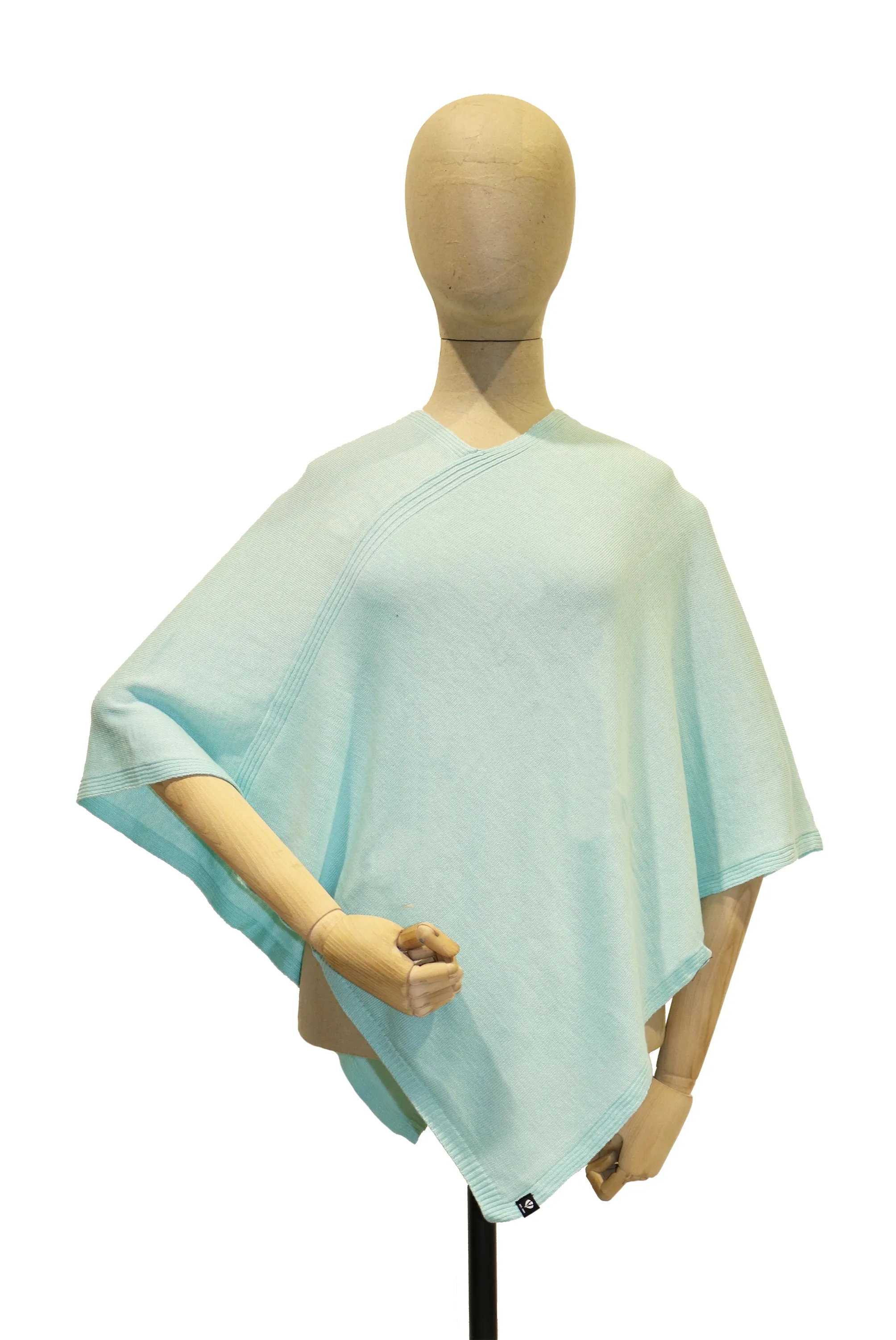 Triangle Solid Ribbed Knit Jersey Poncho