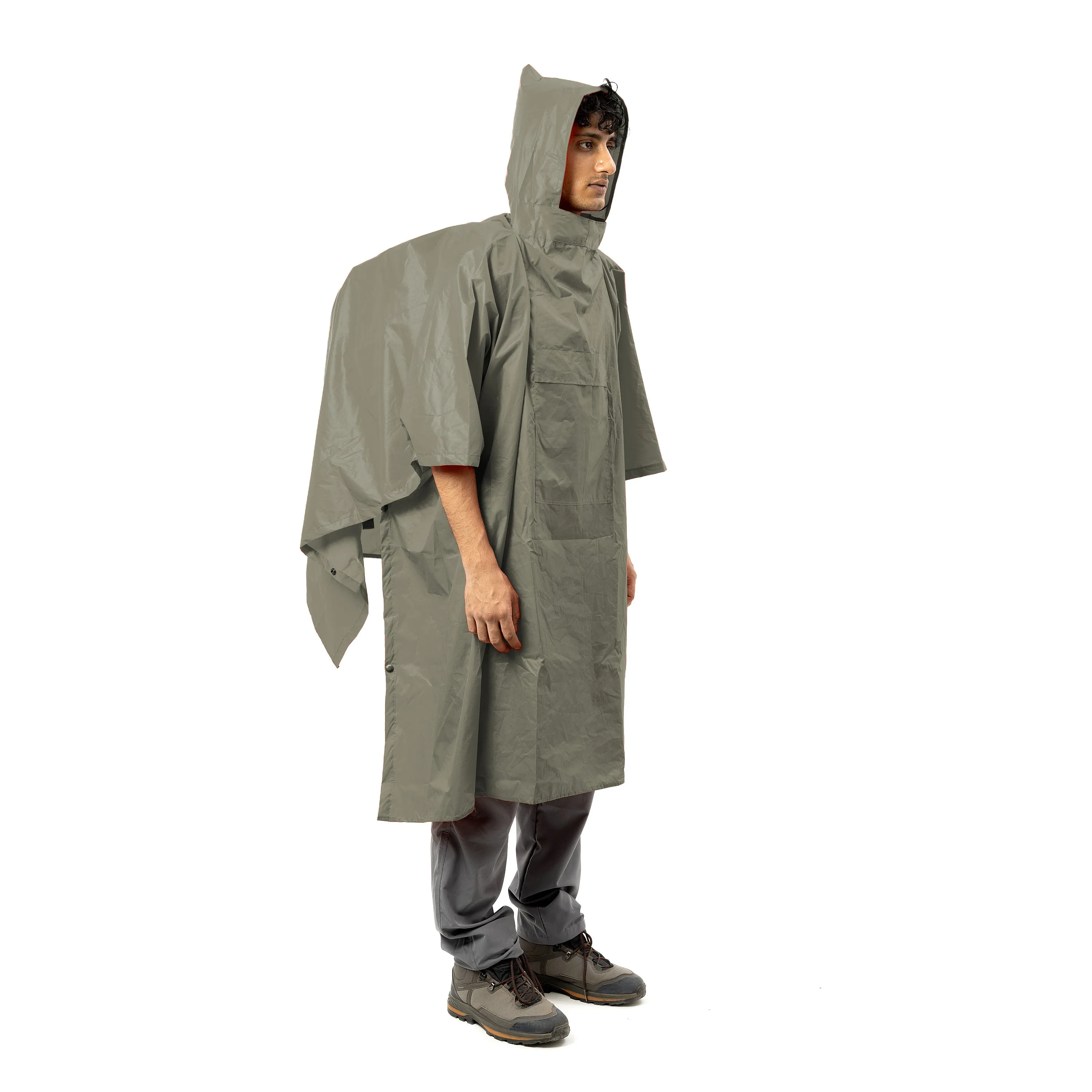 Tripole Poncho and Rain Jacket for Daily Use and Hiking l Green