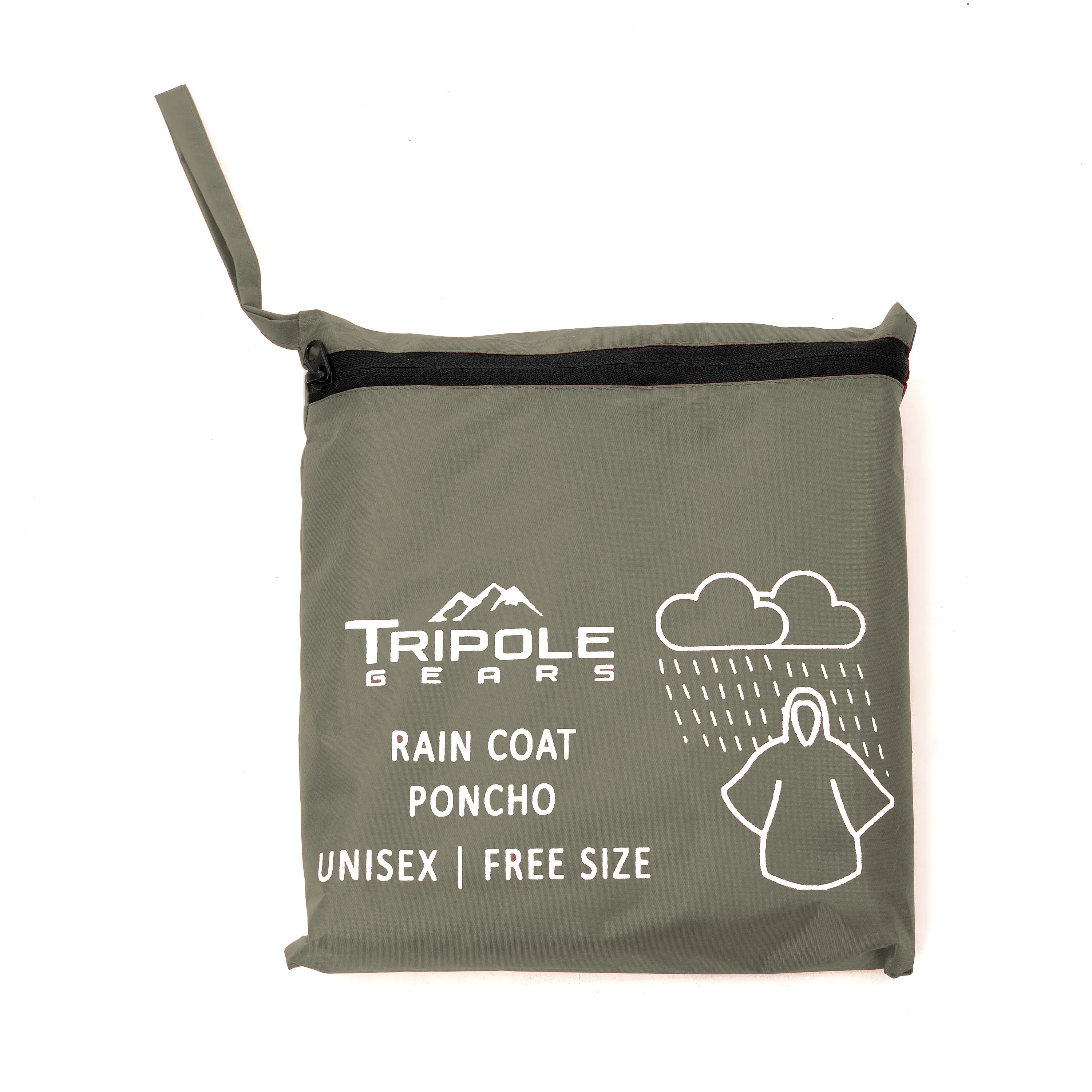 Tripole Poncho and Rain Jacket for Daily Use and Hiking l Green