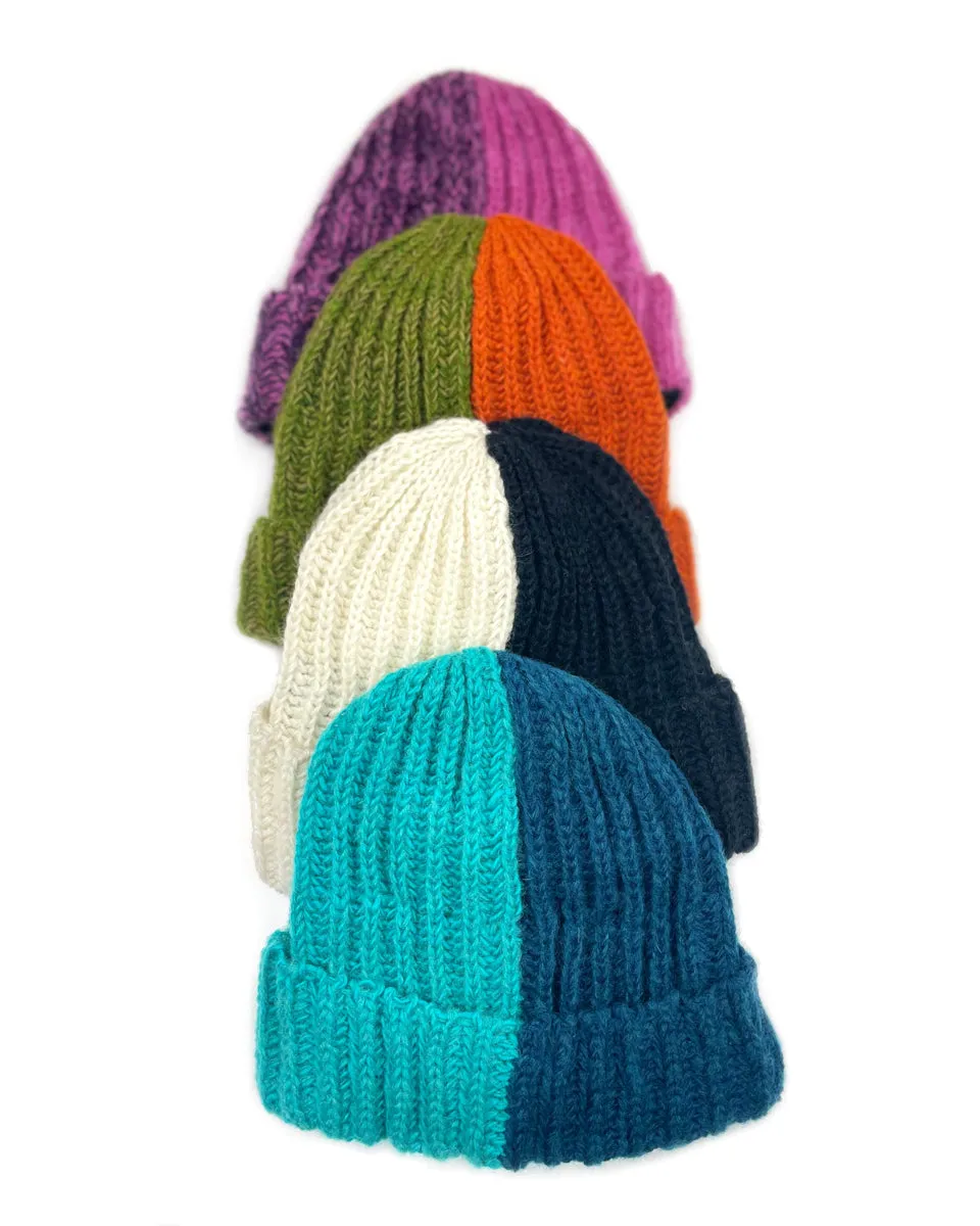 Two Tone Fold Over Beanie