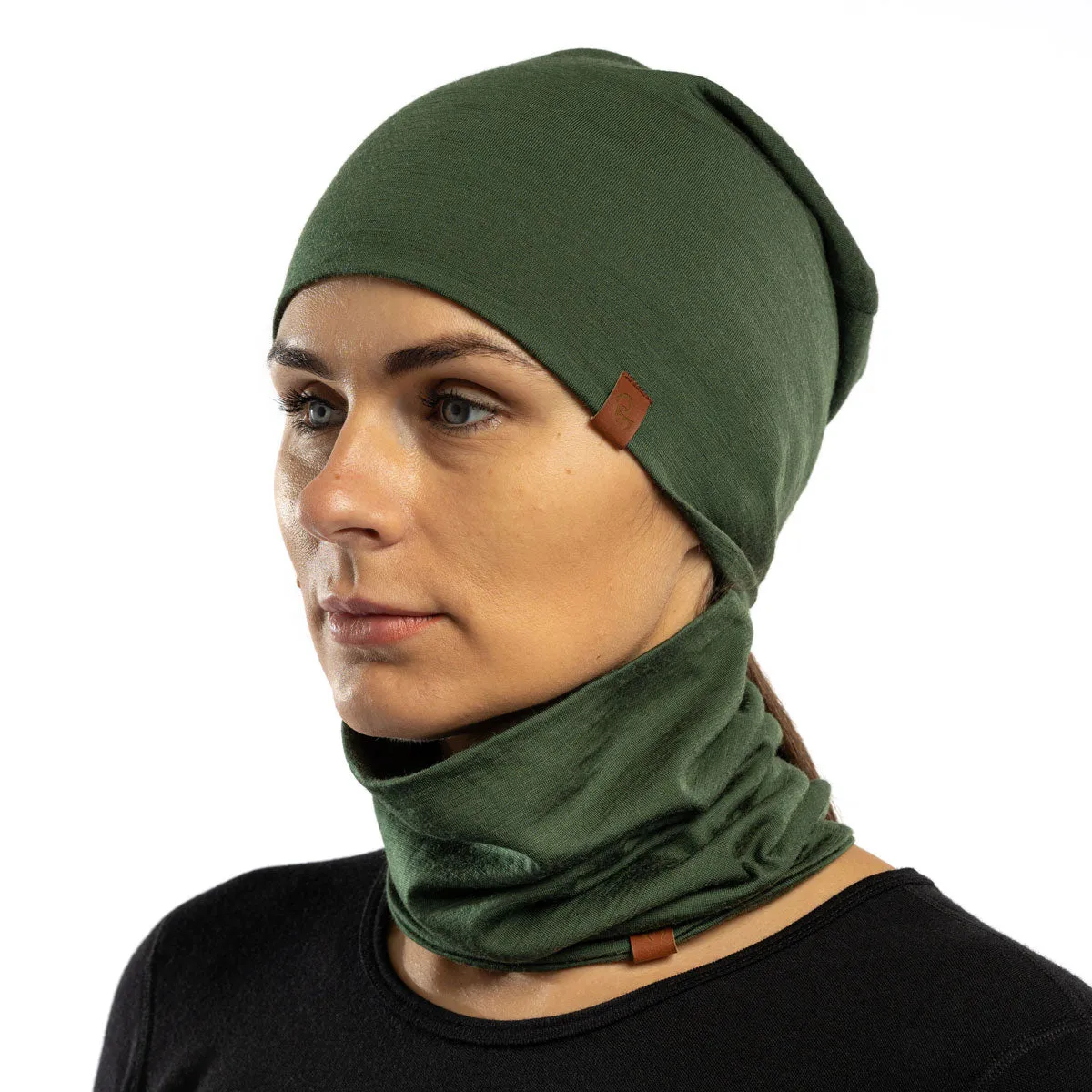 Unisex Merino Beanie & Gaiter 2-Piece Dark Green