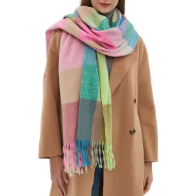 Unisex Rainbow Plaid Thickened Winter Fringe Scarf