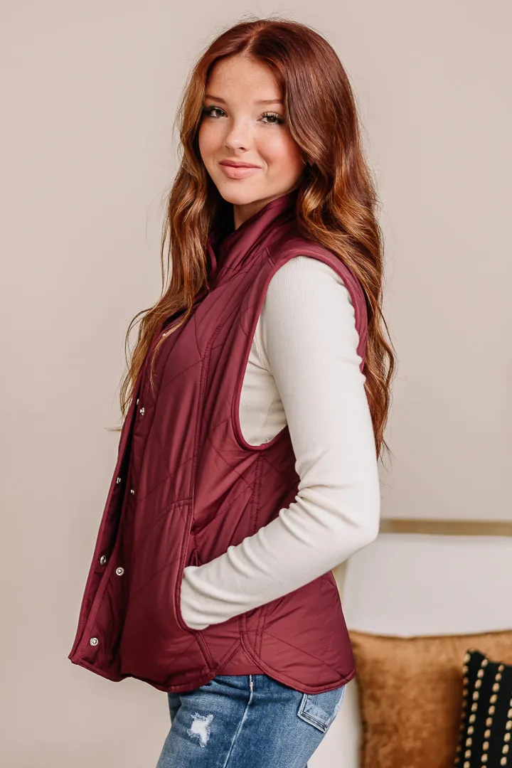 Untamed Quilted Vest | Maroon