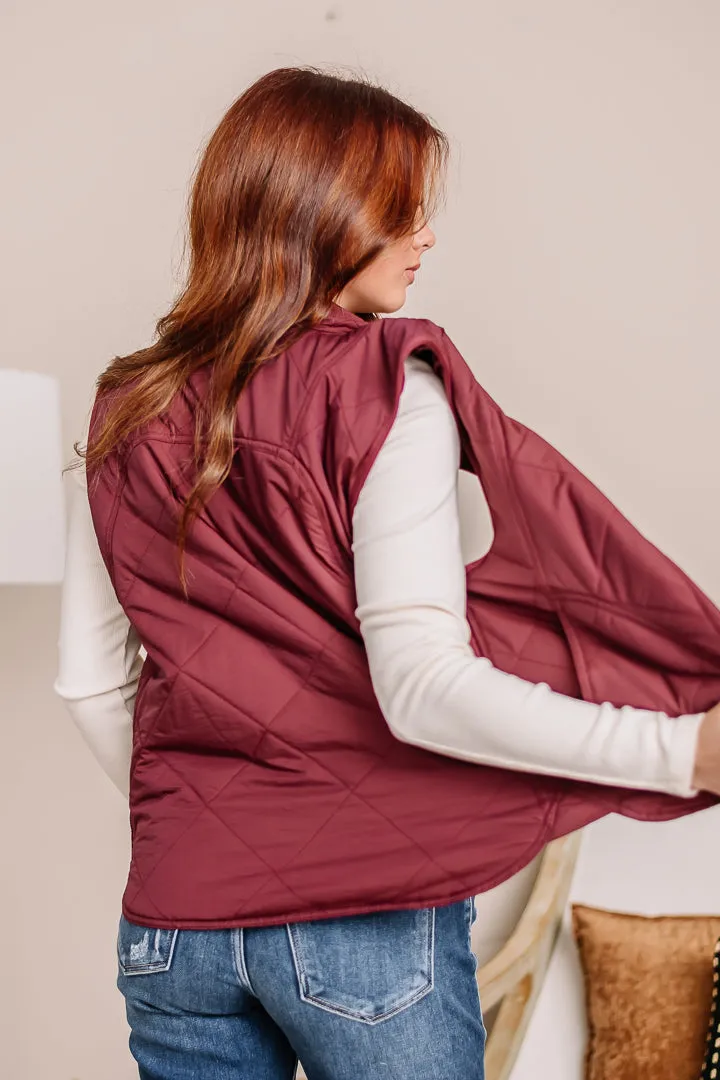 Untamed Quilted Vest | Maroon