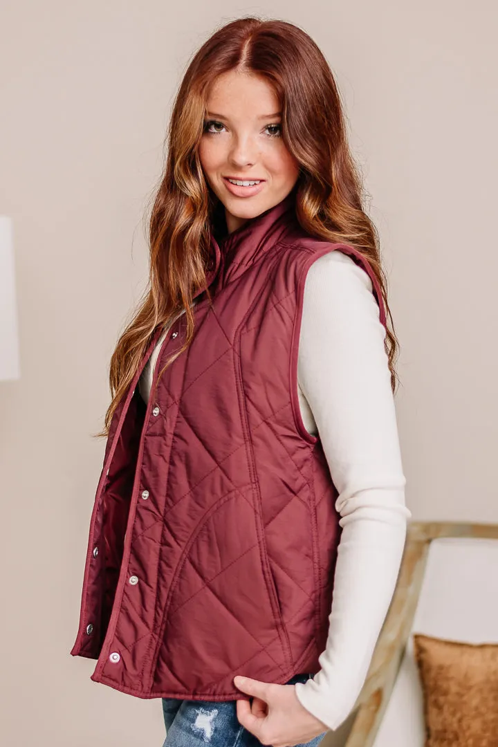 Untamed Quilted Vest | Maroon