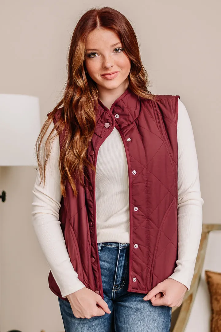 Untamed Quilted Vest | Maroon