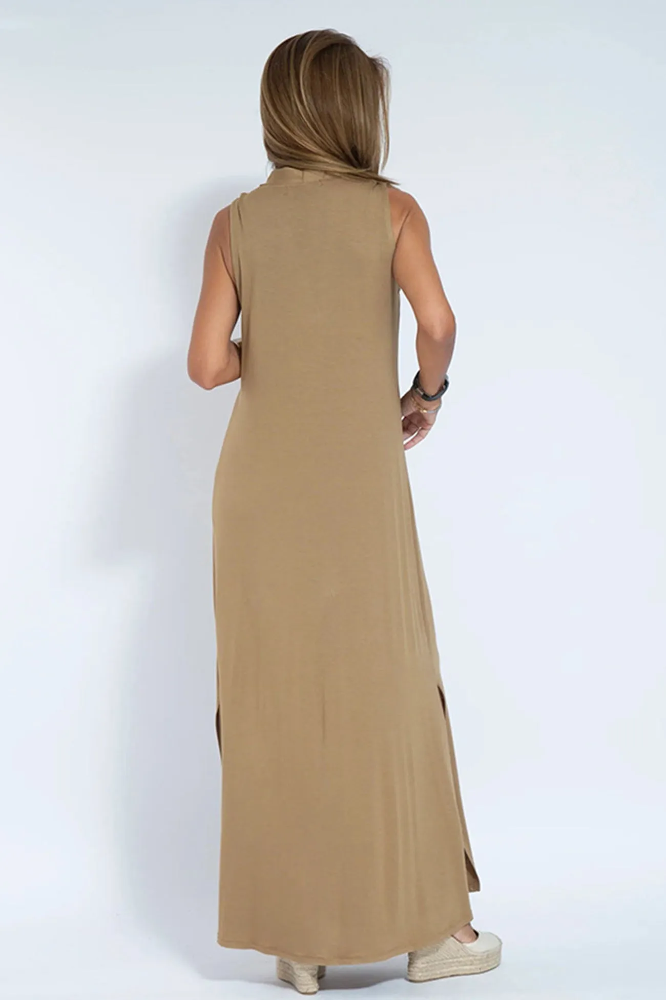 V Neck Tank Dress Long Cardigan Suits