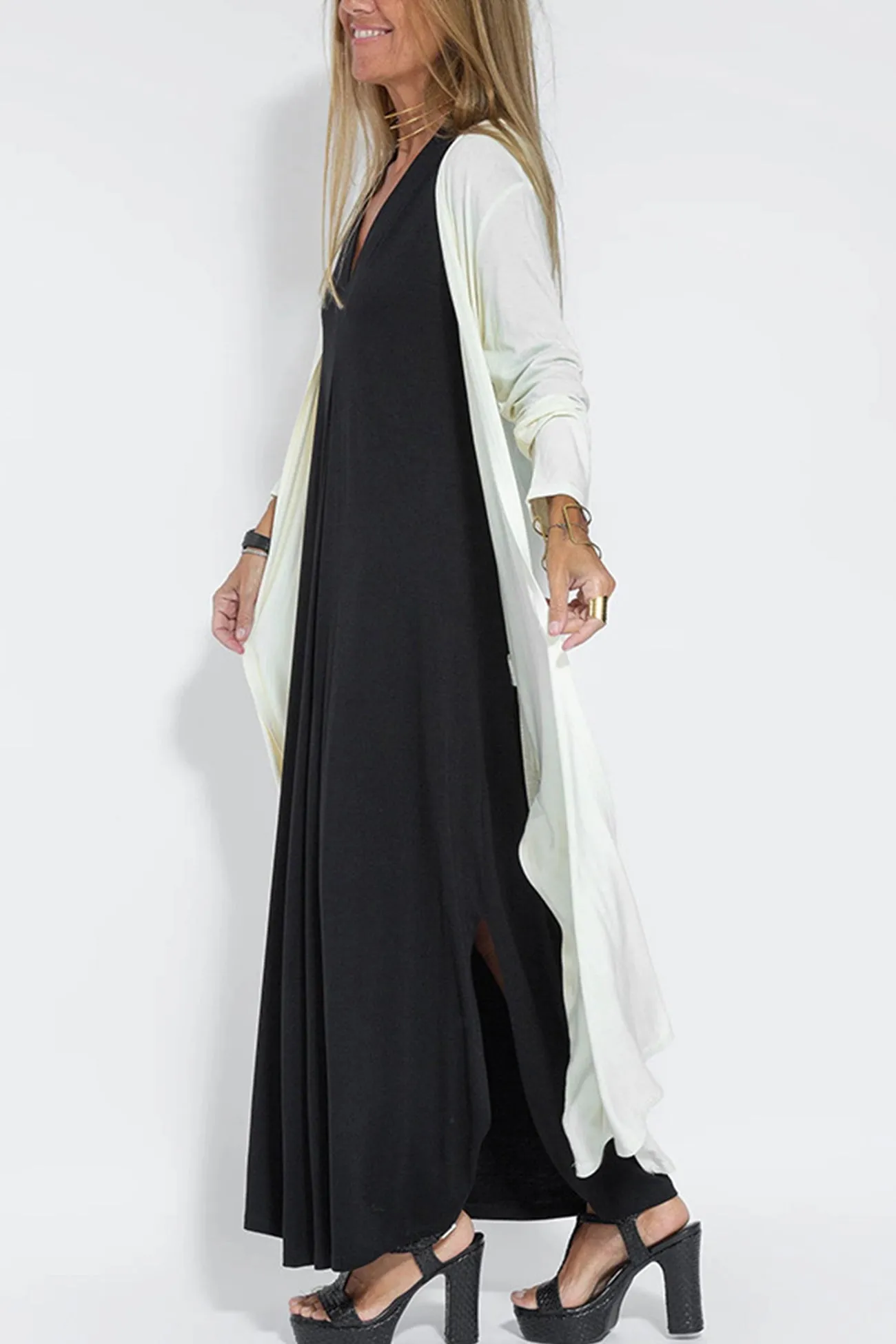 V Neck Tank Dress Long Cardigan Suits