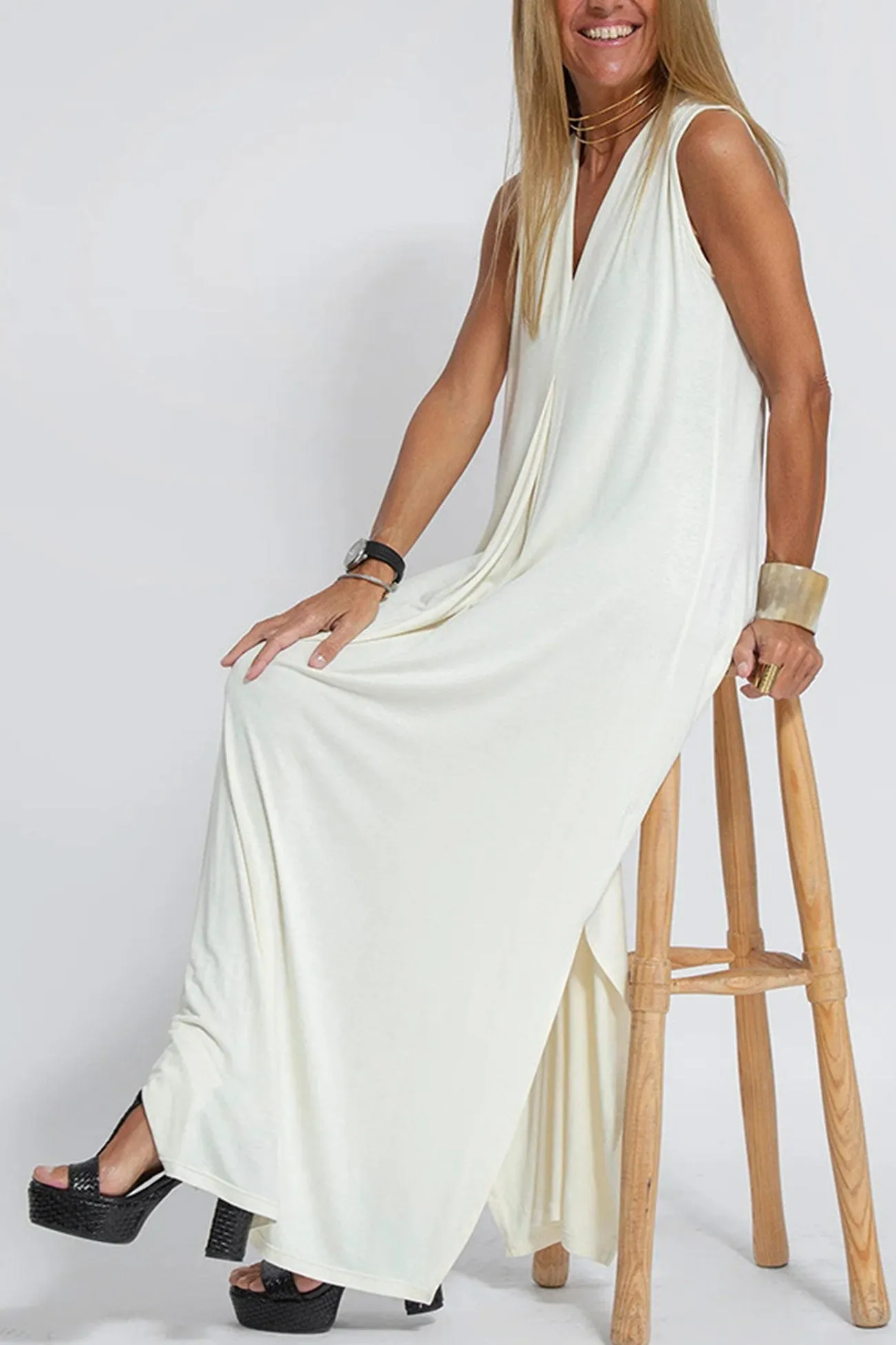 V Neck Tank Dress Long Cardigan Suits