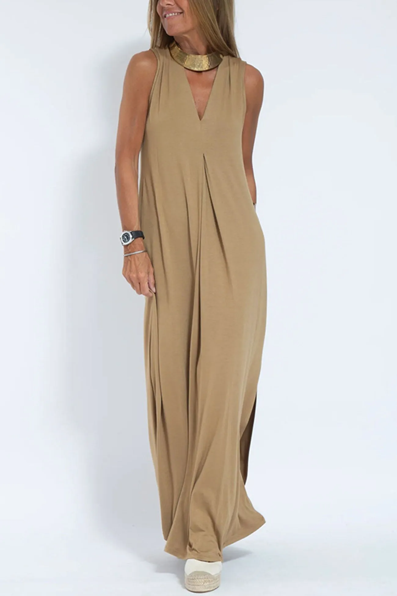 V Neck Tank Dress Long Cardigan Suits