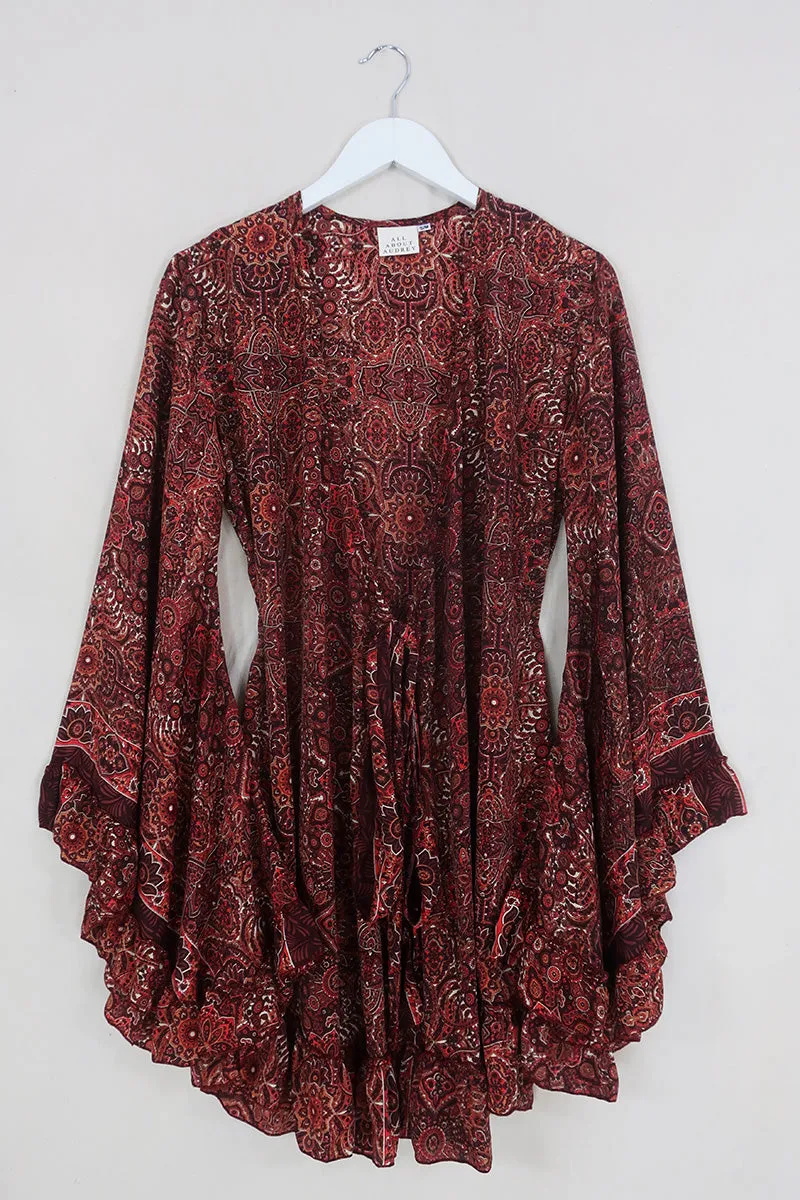 Venus Mini Wrap Dress in Bowie Red Mandala