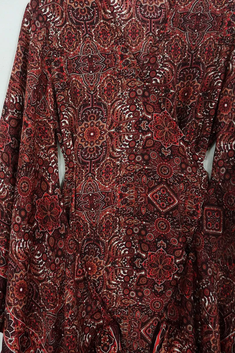 Venus Mini Wrap Dress in Bowie Red Mandala