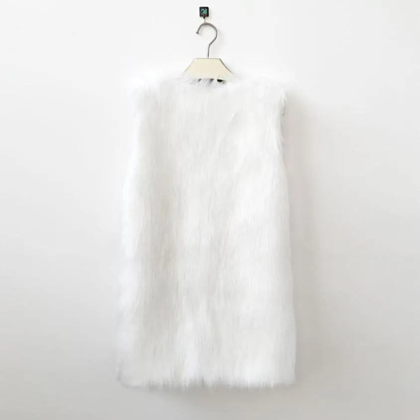 VenusFox Warm Sleeveless White Vest Faux Fur Jacket