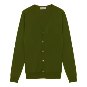 Verdant Green Extrafine Merino Wool Cardigan Sweater