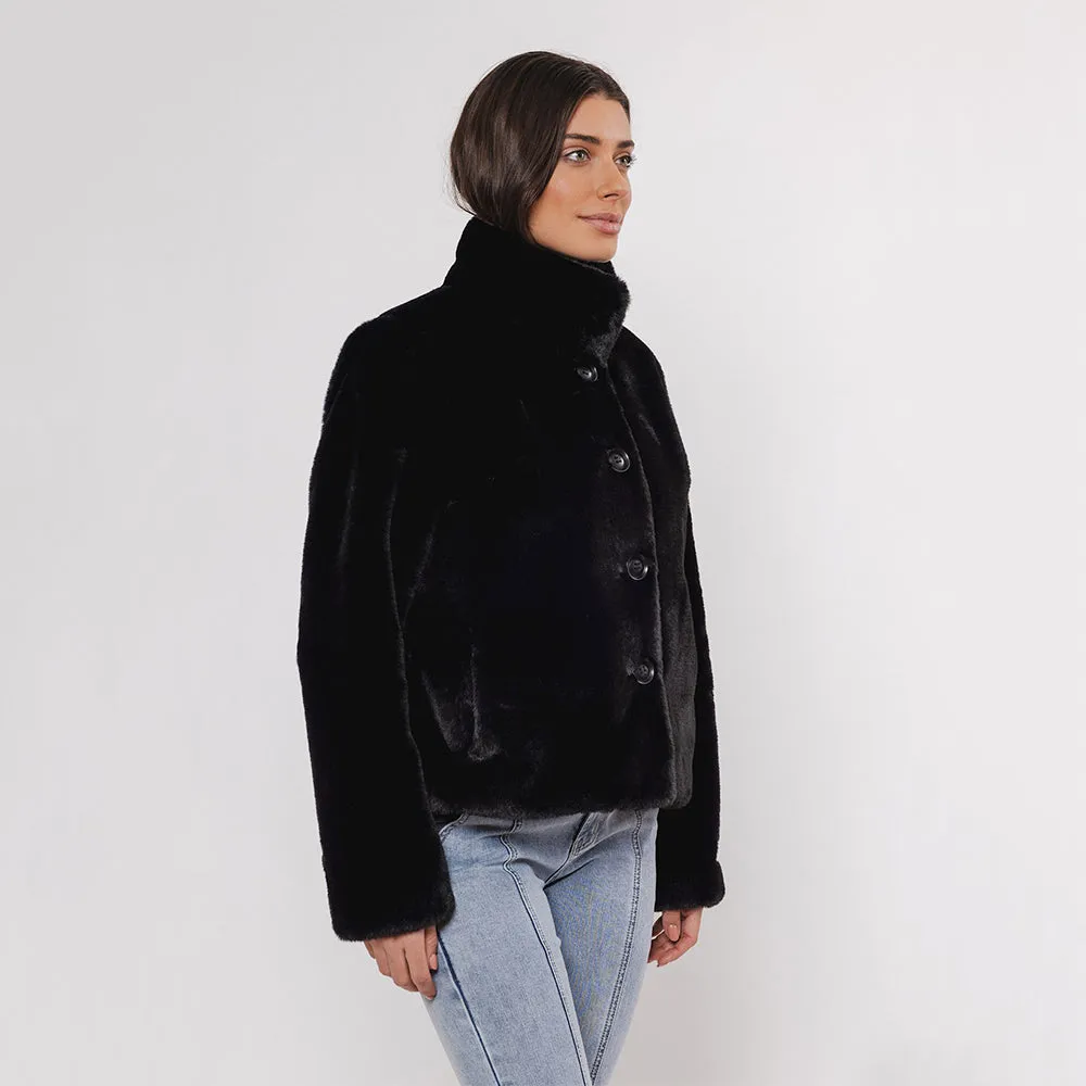 Vie Single Breasted Fake Fur Jacket