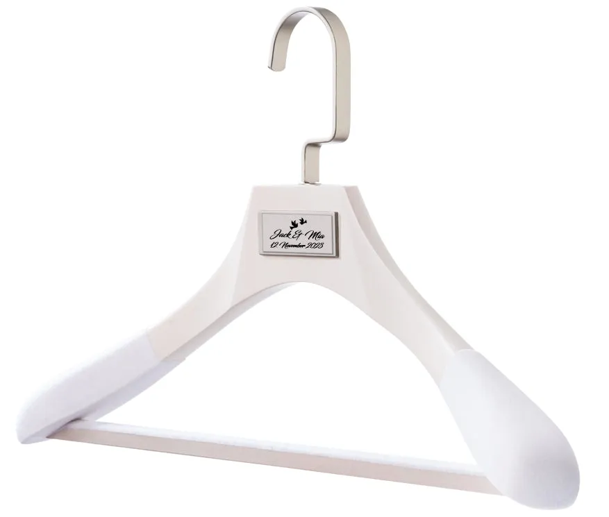 WEDDING HANGERS: Engraved High Quality Bridal Dress & Suit Hangers.