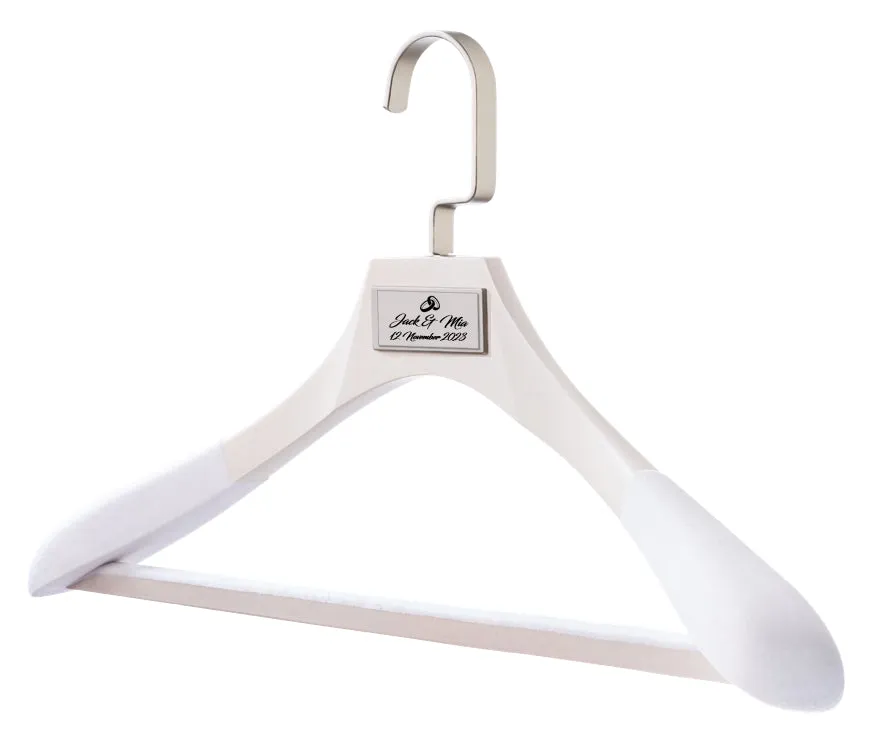 WEDDING HANGERS: Engraved High Quality Bridal Dress & Suit Hangers.