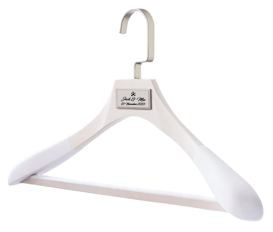 WEDDING HANGERS: Engraved High Quality Bridal Dress & Suit Hangers.