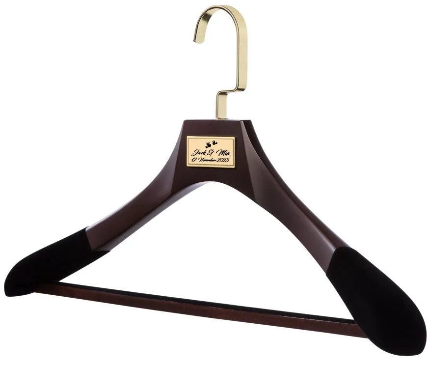 WEDDING HANGERS: Engraved High Quality Bridal Dress & Suit Hangers.