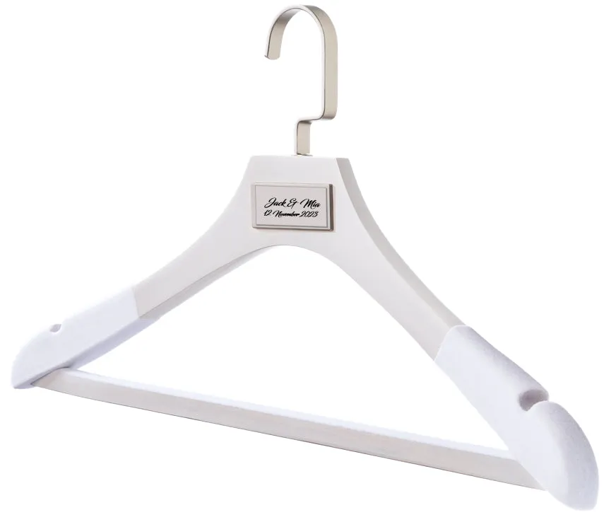 WEDDING HANGERS: Engraved High Quality Bridal Dress & Suit Hangers.