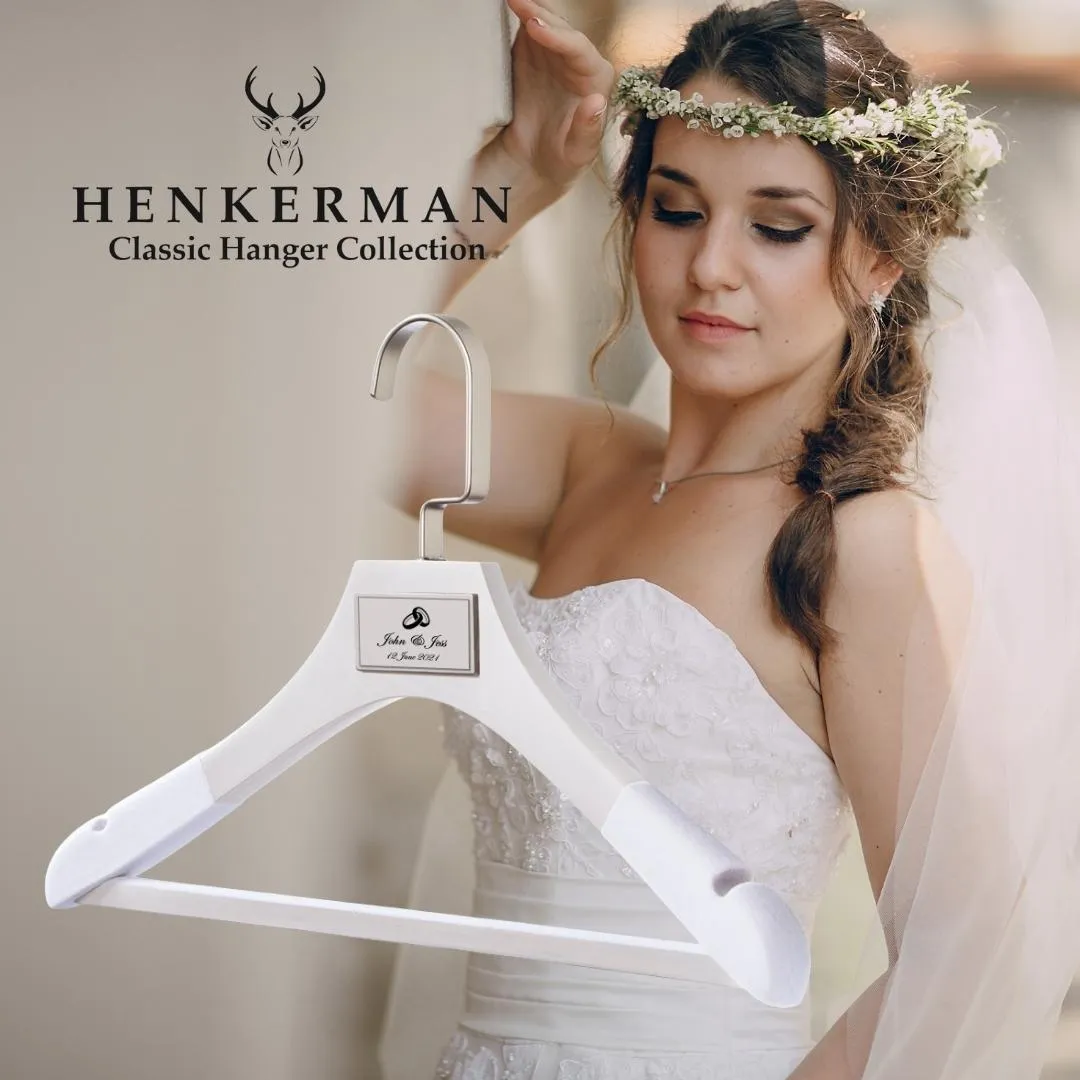 WEDDING HANGERS: Engraved High Quality Bridal Dress & Suit Hangers.