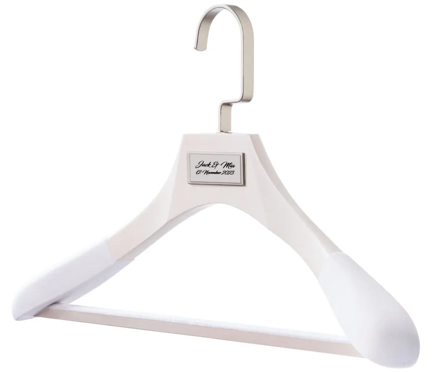 WEDDING HANGERS: Engraved High Quality Bridal Dress & Suit Hangers.