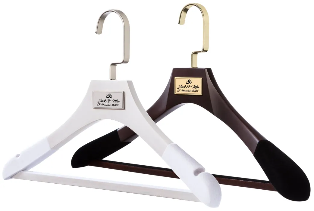 WEDDING HANGERS: Engraved High Quality Bridal Dress & Suit Hangers.