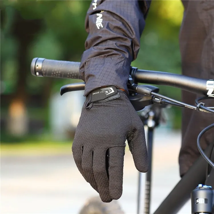 WEST BIKING YP0211223 Full-Finger Gloves For Cycling Shock Absorption Non-Slip Touch Screen Gloves, Size: M(Black)