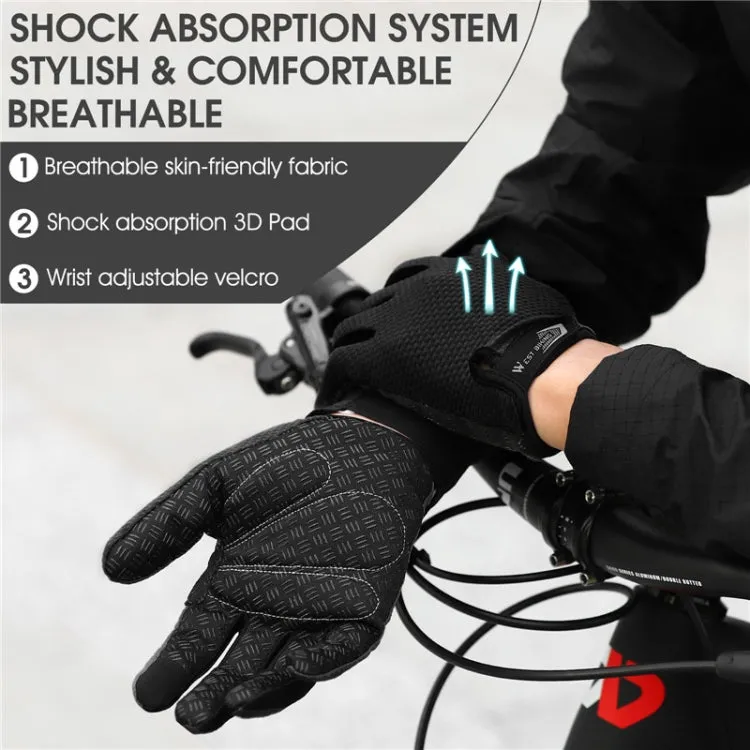 WEST BIKING YP0211223 Full-Finger Gloves For Cycling Shock Absorption Non-Slip Touch Screen Gloves, Size: M(Black)